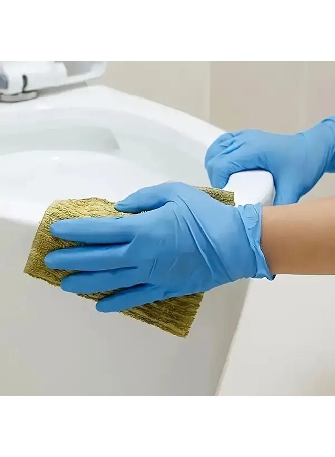 Blue Nitrile Gloves Disposable 20pcs M Size for Cleaning Hair Dye Pet Bathing - Image 4
